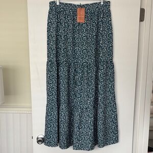 Elegant Teal Floral Maxi Skirt